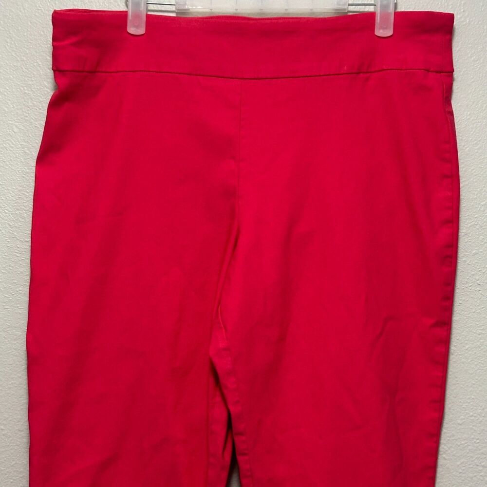 Crown & Ivy Red Pull On Cropped Pants Womens Size 16 Eyelet Hem Stretch